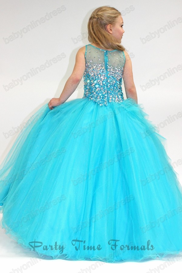 2013 Sky blue pageant dresses girls Ball gown tulle ruffles Beaded ...