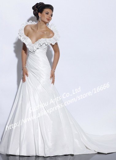  Backless White Taffeta Floor Length BN464 Best Wedding Bridal Dress