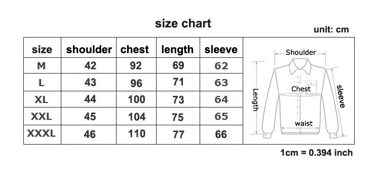 Casual Shirt Size Chart