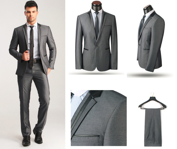Marca italiana alta calidad negro trajes de boda para hombre .
