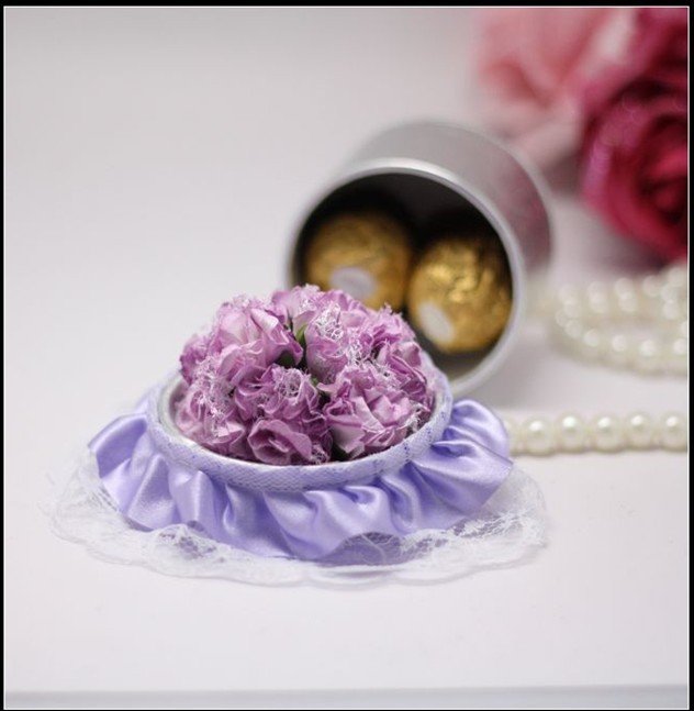 Wholesale wedding favors purple round candy box gift box wedding gift 