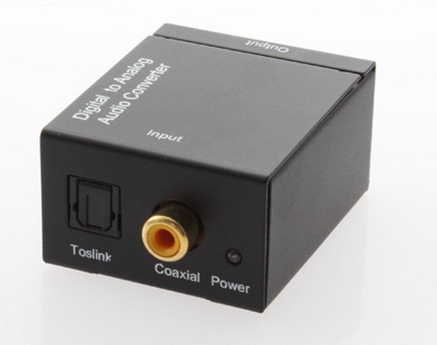 Digital Optical Coaxial Toslink to Analog RCA L/R Audio Converter Converts Black