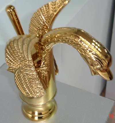 Gold Bathroom Fixtures on Gold Finish Pvd Bathroom Basin Sink Swan Faucets Single Hole Wholesale