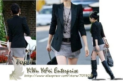 Drop Shipping Fitted Women's Power Shoulder Blazer Jacket Outerwear Slim Y0089