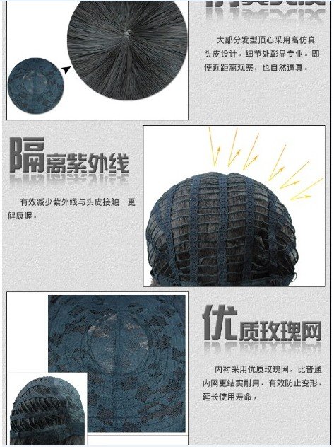 Men short wigs/Fashion boy's kanekalon Full Lace wig/3 colors-Free Shipping