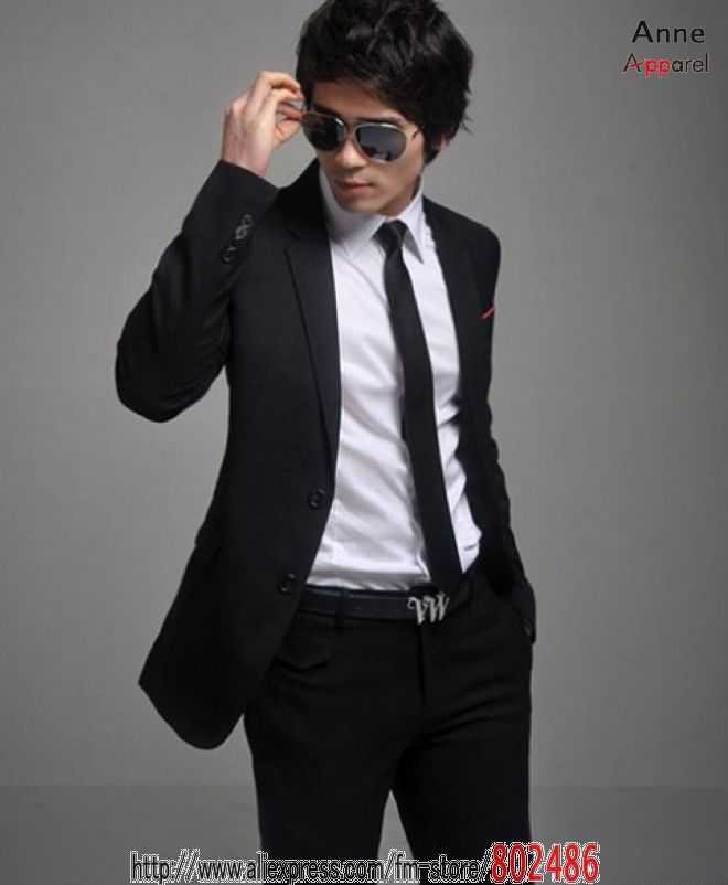 quality New style of groom suits two button Wool men wedding suit Black