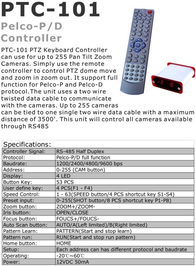 PTC-101 Wireless remote Controller ptz controller.jpg