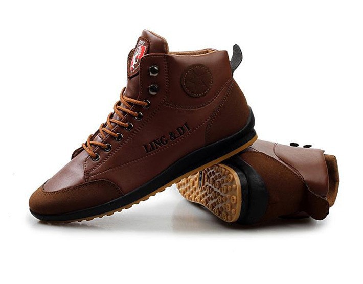Men's Casual Winter High-top Shoes Velvet Warm Waterproof Boots ...
