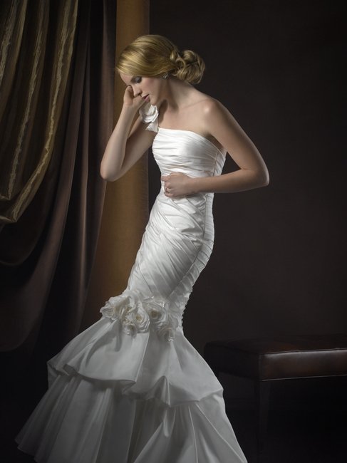 Wholesale 2011year new style One shoulder Satin Corset Mermaid wedding dress