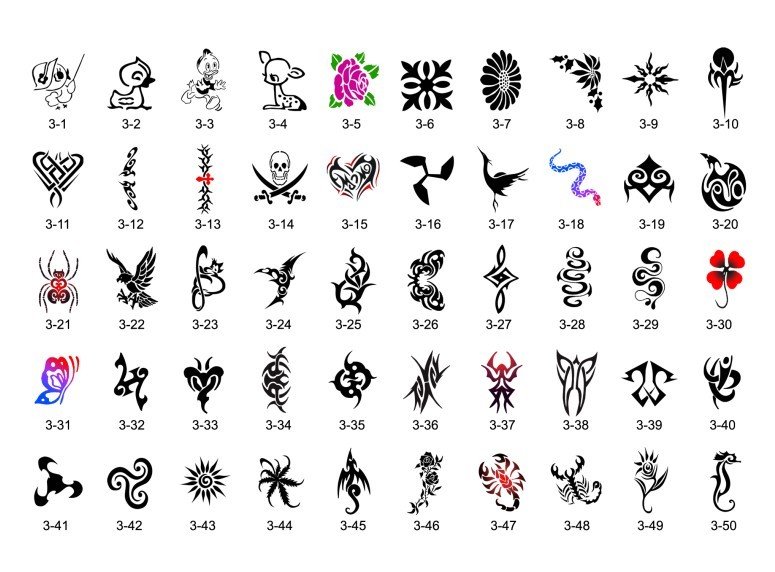 Temporary Airbrush Tattoo Stencil book Template 3 with 100 designs free 