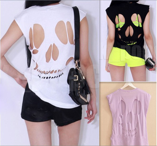 Женская футболка NEW WOMENS LADIES SLEEVELESS LONG CUT OUT BACK SKULL T SHIRT WOMENS TOP Женская футболка NEW WOMENS LADIES SLEEVELESS LONG CUT OUT BACK SKULL T SHIRT WOMENS TOP