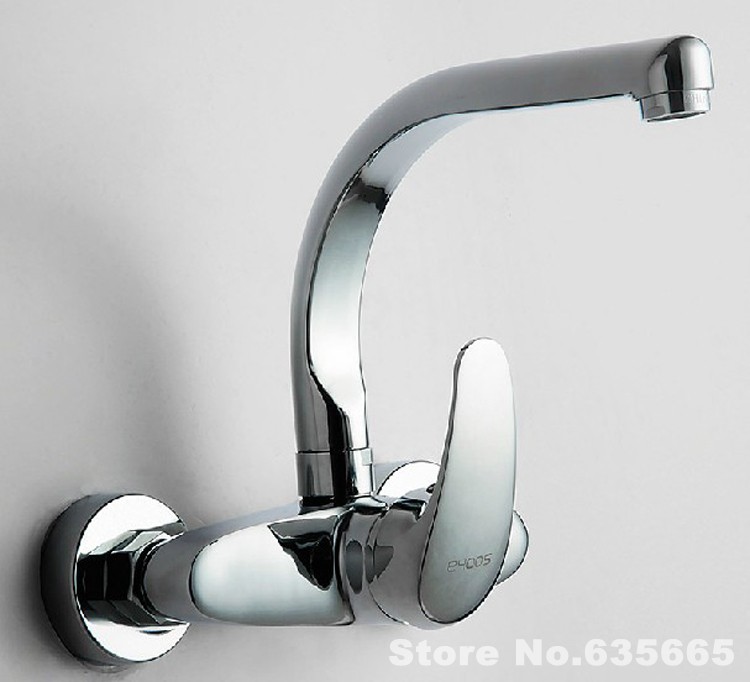 Wall Mounted Swivel Kitchen Vessel Sink Mixer Tap Hot And Cold Water Faucet Brass Chrome Valve Accessories Plumbing Sanitary
