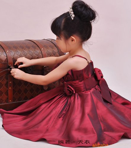 Children formal attire Party Dresses red Classic Princess Dress flower 