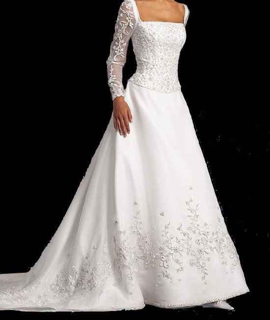 Wholesale sexy Embroidery long sleeve wedding dresses Bridal Gown Dress