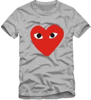 Comme des Garcons CDG Play grey Tee red heart