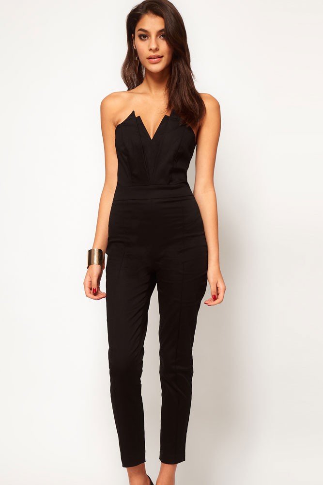 Black-Sexy-Jumpsuit-with-Pleated-Bust-Origami-Detail-LC6211-2
