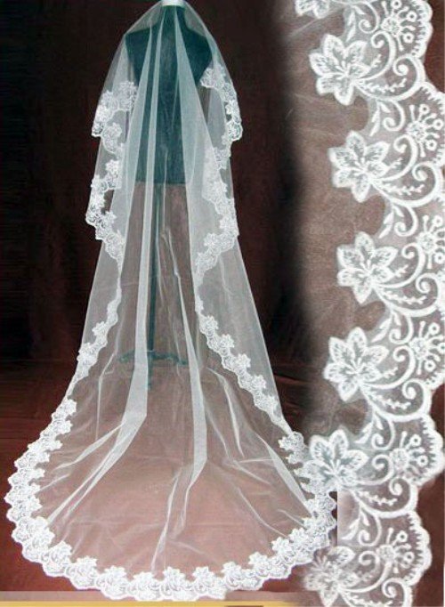 free shipping 1 T wedding bridal veil with lace 3 meters long promotion 