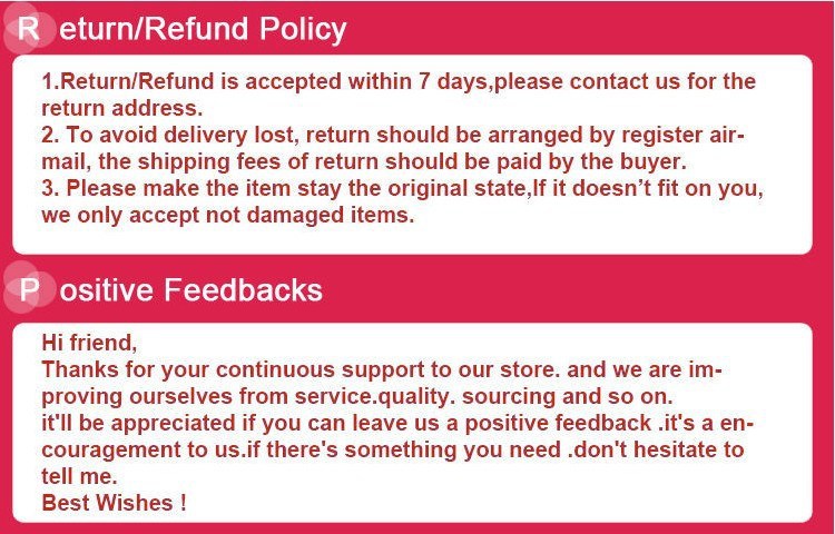 return policy and postive feedback