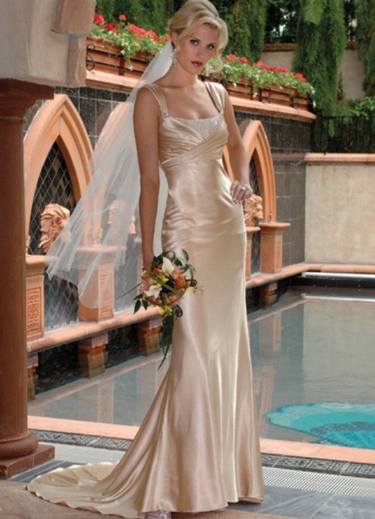 ivory spaghetti strap bridal gown semiformal wedding dress customized 