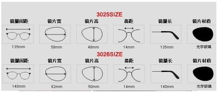 Размеры очков ray ban