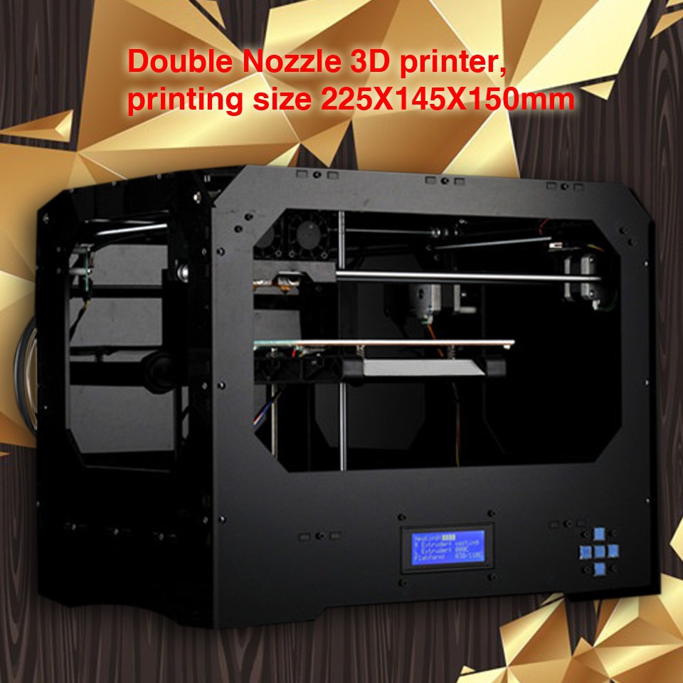 001Double Nozzle 3D printer, printing size 225X145X150mm
