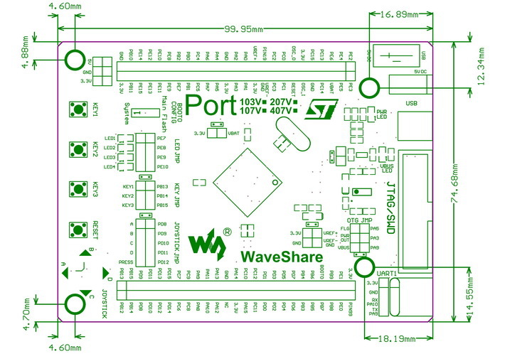 Stm32f407vet6 отладочная плата схема Купить port407v stm32f407vet6 stm32f407 stm32 arm cortex-m4 развития основной Со
