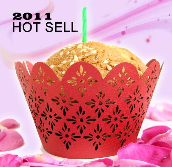 Hot 2011 flower cupcake wrapper Laser cup cupcake wrapper Filigree Cupcake