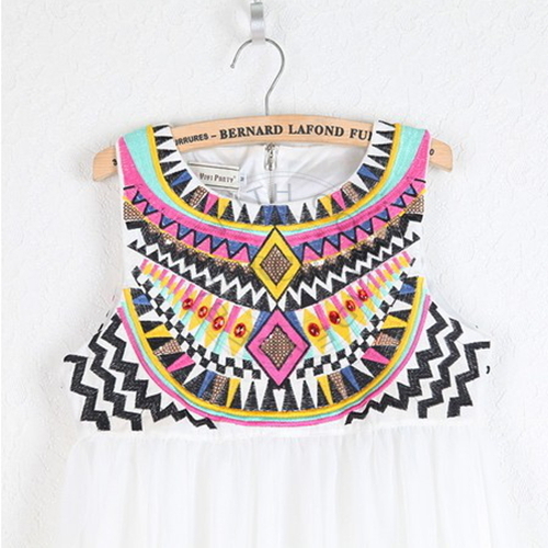 Chiffon Maxi Dresses Embroidery Bohemian Beach Long Dress Vintage ...