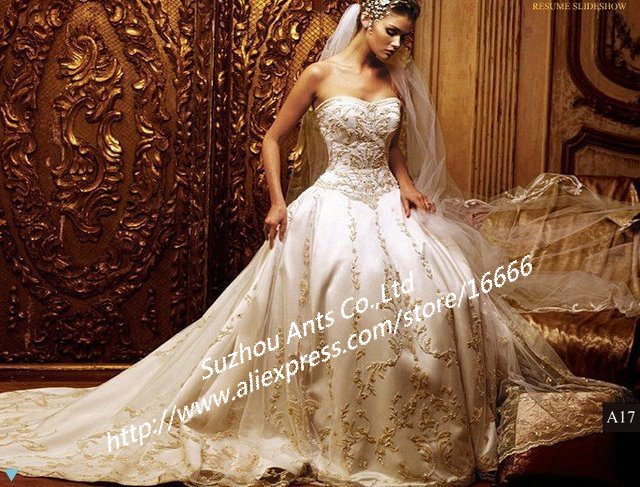 Luxury Sweetheart Ball Royal Train Wedding Dresses Bridal Gown BN535jpg