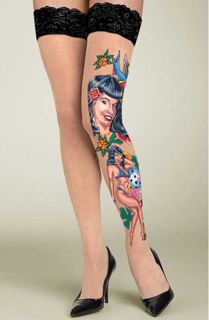 women tattoo stockings woman