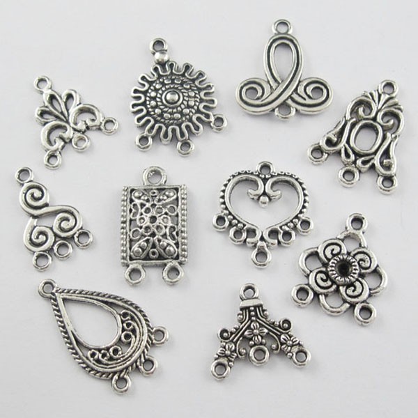 200pcs Tibetan Silver Charm Pendant Connector Links Jewelry Findings Oval 