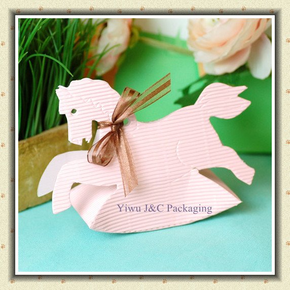 Wholesale Fancy Paper Pink Rocking Horse Wedding Favor Box JCO 454