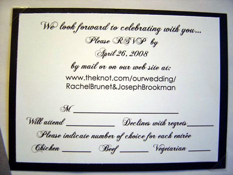 Gold ink printing for RSVP card The most simple way to reply invitation