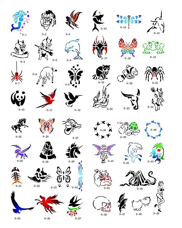 Temporary Airbrush Tattoo Stencil Template Booklet 9 100 designs free 