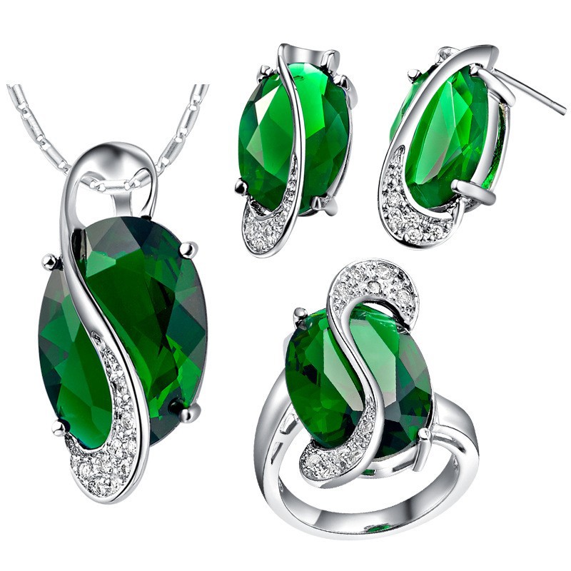 Silver Crystal Classic Jewelry Set Crystal