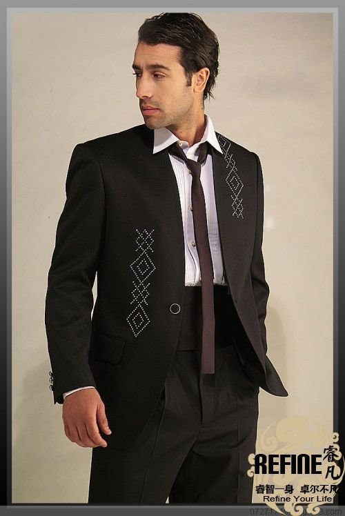 This BLACK EMBROIDERY WEDDING SUIT is exclusively hand tailored by the most