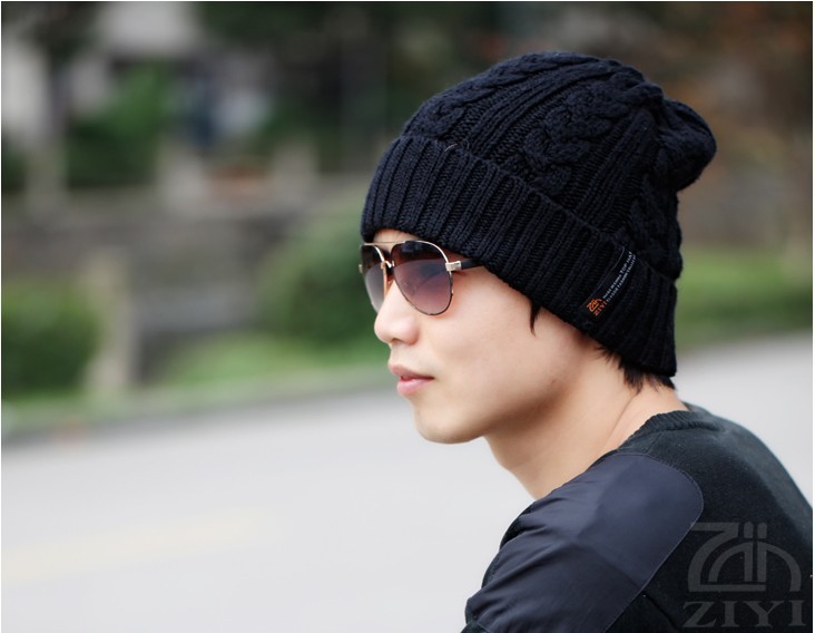 Korean Men Beanies Crochet Hats Man Skully Head Cap Male Outdoor Winter War...