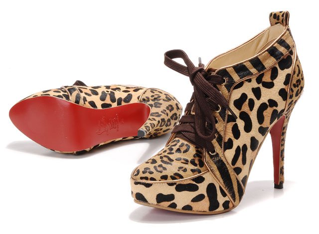 Peony Design ? christian louboutin leopard print lace up booties