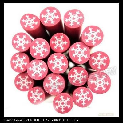 80x New Plum with White Snowflake Polymer Clay Cane Nail Art 51cm 250083
