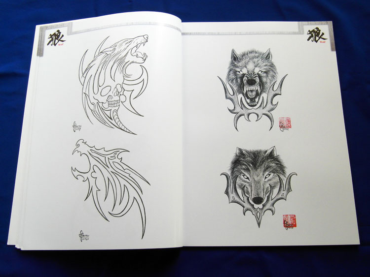 Chinese Wolf Tattoo Flash Book Beautiful Wolf Tattoo Designs Reference New 11 8"