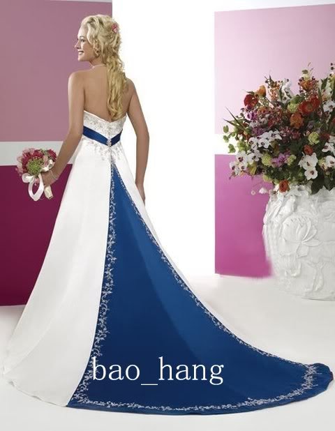 Buy Gowns White Blue Train Bridal Wedding Dress Prom Gown Custom at