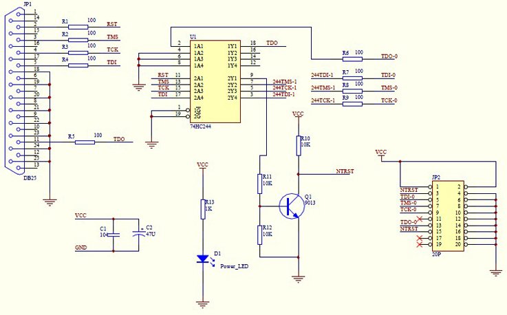 Схема jtag 74hc244