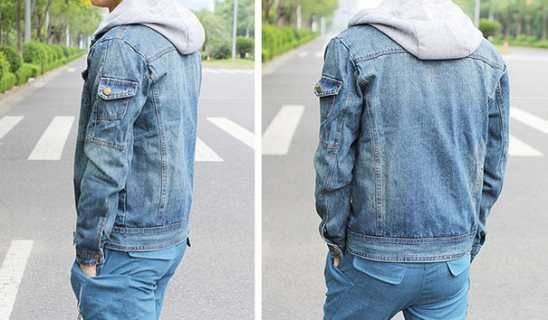 Tbo230 2 New 100% Cotton Fashion Men Denim Jacket Hooded Jean