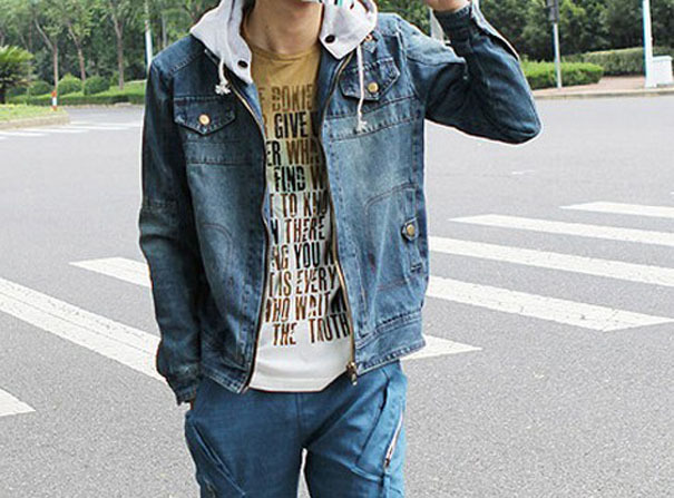 Denim Jean Jacket With Hooded