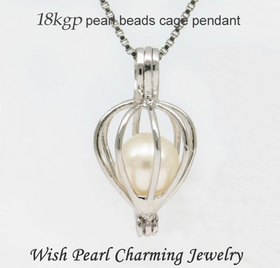 18kgp pearl beads cage pendant 