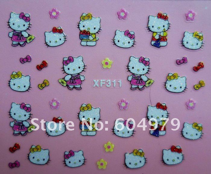 Hello kitty 3D nail sticker- free shipping /wholesale