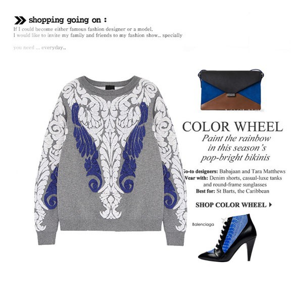 TOP Brand  High Quality A$O$ Baroque Style 3D Embossed Floral Pattern Selma Intarsia Pullover Knitted Jumper Sweater