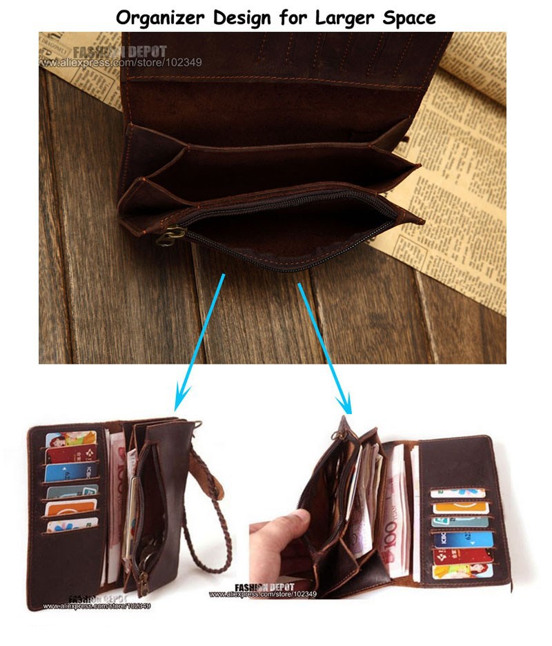 Leather Purse 6018-Organizer Design for Larger Space-