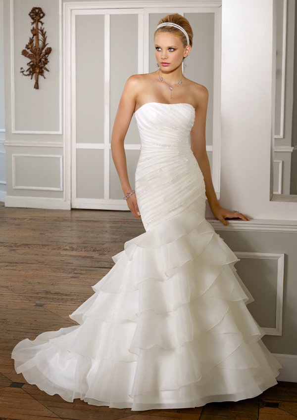 Sleeveless Mermaid Trumpet Organza Designer Wedding Dresses Bridal Gown