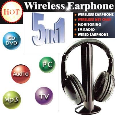 Television Earphones on For Mp3 Pc Tv Cd Wireless Headphone 5 In 1 In Earphones   Headphones